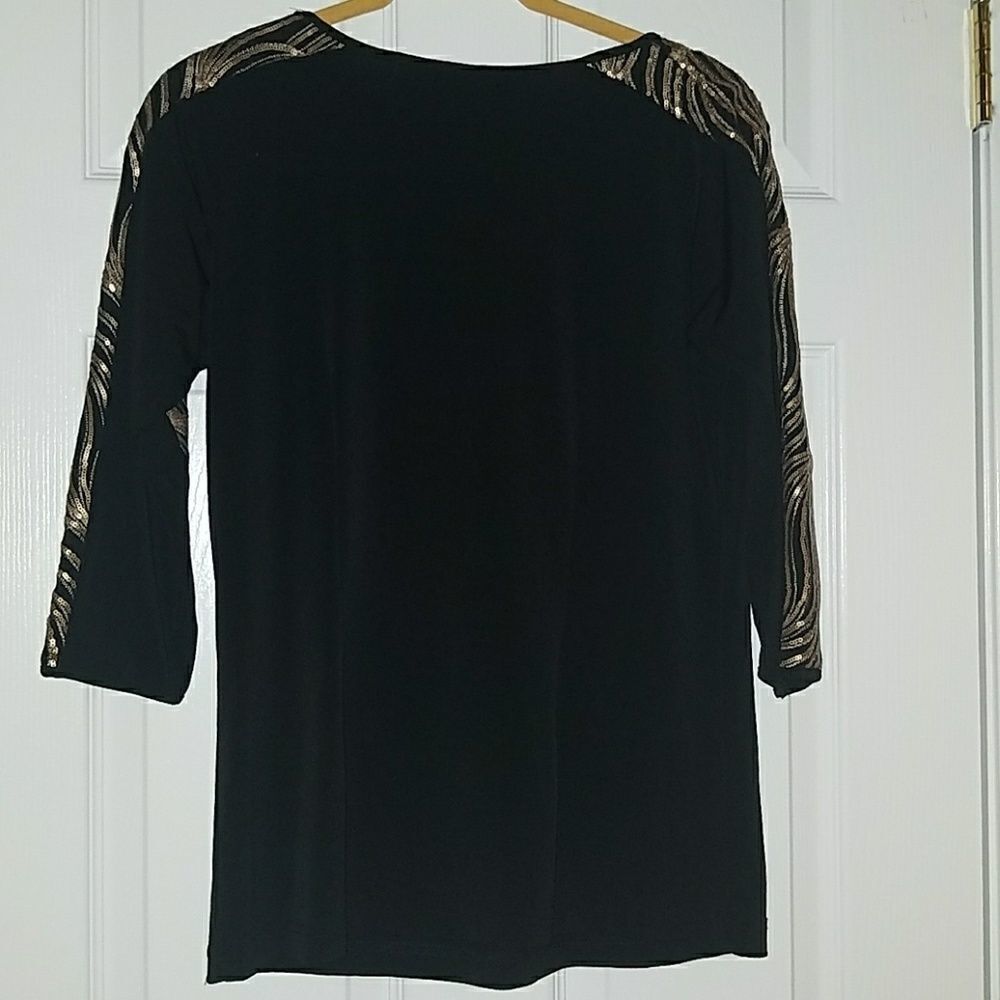 Bob Mackie black & gold sequin top Sz XXS NWOT. - Picture 4 of 5